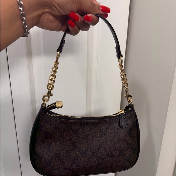 Coach Black and Brown Shoulder Bag with Gold Accents - Picture 2 of 3